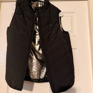 Black Puffer Vest with Silver Lining